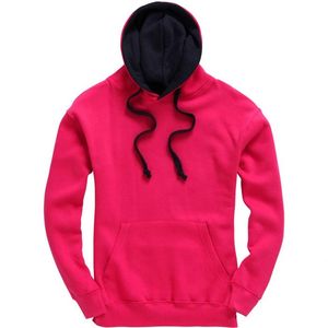 Vente en gros de sweats à capuche épais en molleton bicolore, unis et vierges, avec cordon de serrage contrastant, style streetwear personnalisable, pour revendeurs - Product Image 3