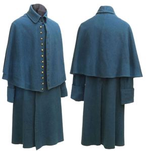 Manteau long en laine pour homme, style uniforme historique, simple boutonnage, col montant, reproduction américaine de manteau de cavalerie - Product Image 2