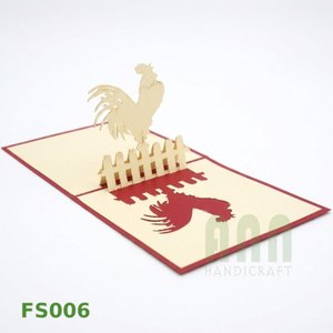 ANN HANDICRAFT FS006 Handmade 3D Pop-Up Chicken Greeting Card Hot Stamping Laser Engraved Papper <b>Matte</b> <b>Varnishing</b> Back to School - Product Image 4