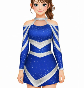 Uniformes de Porristas Personalizados de Alta Calidad al por Mayor, Coloridos, para Niñas Adolescentes, Ropa de Equipo, Actuaciones Escolares, con Pedrería - Product Image 1