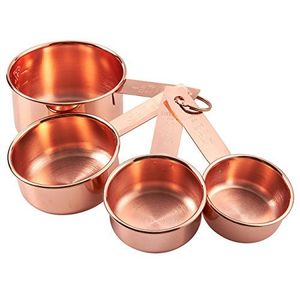 Copper Measuring Cups Set Round Minimalist Design Hand Wash Only 120ml 60ml 40ml 30ml Without Cover - Product Image 5