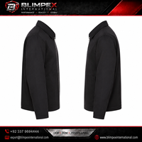 Veste bomber en toile noire pour homme BLIMPEX, écologique, coupe-vent, logo brodé, fermeture éclair sur le devant, col rabattable, coupe standard, hiver