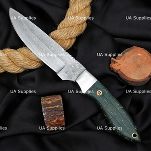 UA Supplies OEM ODM Couteau de survie artisanal personnalisable en acier Damas de qualité industrielle, lame Drop Point, longueur totale 10 - Product Image 3