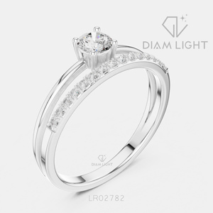 Bague empilable certifiée IGI, diamant de laboratoire 0,25 carat, or blanc 14 carats, couleur F+, clarté VS+, bague de mariée délicate pour femme, bijoux - Product Image 2