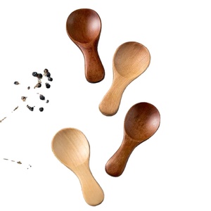 Juego de cucharas para condimentos de madera, hechas a mano, de madera natural, mini cucharas para servir, estilo rústico, para sal y especias, vajilla, nuevo diseño moderno - Product Image 1
