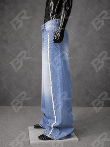 Jean droit bleu clair taille mi-haute respirant coupe régulière décontracté streetwear pour homme – Collection Printemps - Product Image 2
