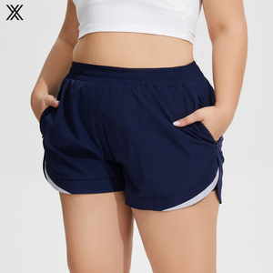Shorts de sport personnalisés pour femme, taille plus, double couche, 100% coton, écologiques - Product Image 3