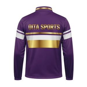 <b>Men</b> Purple Gold Hockey Activewear <b>Jacket</b> Polyester Sports <b>Jacket</b> Training Wear Team Apparel Outdoor Sports Performance Outerwear - Product Image 2