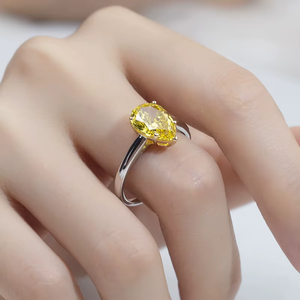 Anillo de Compromiso de Oro Blanco con Diamante Amarillo Corte Pera para Mujer, Estilo Clásico - Product Image 6