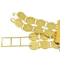 Vente en gros de ceintures en or 14K, 18K, 24K, bijoux turcs et kurdes pour femmes, chaîne de pièces de monnaie arabe du Moyen-Orient, accessoire de costume pour festival et mariage.