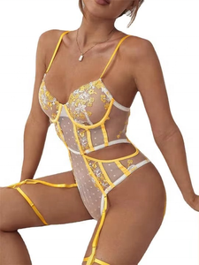 Combinaison en dentelle à décolleté plongeant avec logo personnalisé pour femmes, lingerie sexy, tenue mature pour femmes, vêtements de nuit, tenue confortable pour tous les jours - Product Image 2
