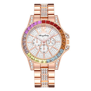 นาฬิกาข้อมือผู้หญิงสีสันสดใส ดีไซน์หรูหรา ประดับเพชร รุ่น 6030 - Product Image 3