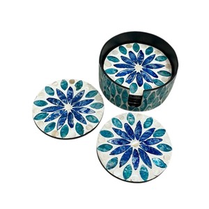Elegant Shell Inlay <b>Drink</b> <b>Coasters</b> for Home Decor - Product Image 1