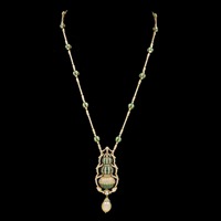 Collier pendentif gourde en or 14 carats de luxe avec diamants et émail vert, pour femme, idéal pour les mariages et les soirées, bijoux fins, vente en gros