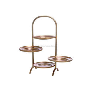 แท่นวางเค้กสีโรสโกลด์4ชั้นถาดขนมอบเค้กสีน้ำตาลตกแต่งเค้กหรูหราสำหรับงานเลี้ยงวันเกิด - Product Image 6