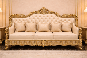 Muebles Clásicos Tallados de Estilo Barroco para Sala de Estar, Juego de Sofás de Madera de Teca Estilo Palacio, Compra de Muebles Personalizados para Sala de Estar, EE. UU. - Product Image 2