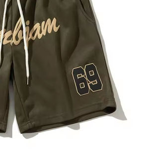 Conjunto de Pantalones Cortos con Estampado Puff Personalizado para Hombre, Sudadera Vintage con Efecto Desgastado y Lavado Ácido, Pantalones Cortos Deportivos con Estampado Puff 100% Algodón - Product Image 4