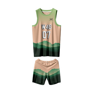 Ensemble de maillot et short de basket-ball personnalisés, 100% polyester, respirant, évacuant l'humidité, séchage rapide, col rond, nouveaux ensembles à motifs personnalisés - Product Image 5