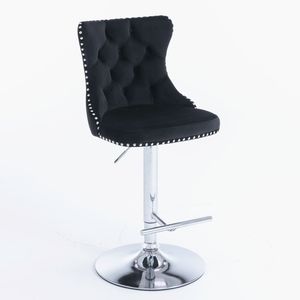 <b>Adjustable</b> Seat <b>Height</b> 25-33 Inch Swivel Velvet Barstools with Comfortable Tufted Backs Chrome Base Home Bar <b>Stools</b> - Product Image 4