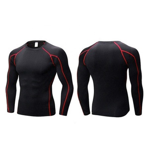 Men's <b>compression</b> <b>shirt</b> Quick dry rash guard Solid gray gym <b>shirt</b> Polyester fitness top - Product Image 2