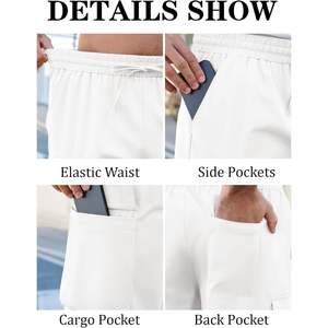 2025 hommes sportif coton cordon Cargo Shorts genou-longueur été sergé pantalons d'extérieur avec Logos 2-en-1 motif - Product Image 2