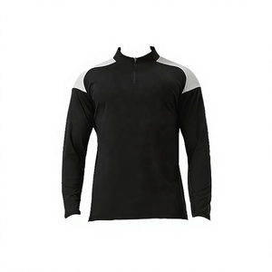 <b>Men's</b> <b>Black</b> Quarter Zip Raglan Sleeve Sweatshirt Solid Color Stand Collar Quick Dry Sporty Fit Regular Length Knitted Polyester - Product Image 1
