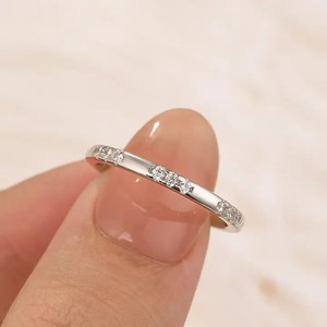 925 Moissanite Classic Women's Wedding <b>Band</b> <b>Travel</b> Ring Sterling Silver White Gold Plated 0.2 Carat Brilliant Cut Jewelry - Product Image 3
