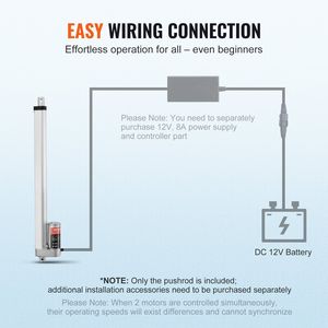 Attuatore Lineare 12V con Carico Elevato 330 libbre/1500N, Movimento Lineare 0,19 pollici/s, Staffa di Montaggio da 1 pollice per Cilindri - Product Image 6