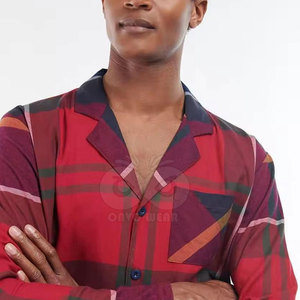 Ensemble de pyjama pour homme personnalisé, tissu en coton respirant, chemise à manches longues et pantalon long pour le sommeil quotidien - Product Image 3