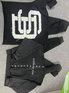Customized High Quality Printing Tracksuit 100% Cotton French Terry Acid Wash Sweatshirt Pullover Sweatpants Jogger <b>Set</b> Hoodies - Product Image 4