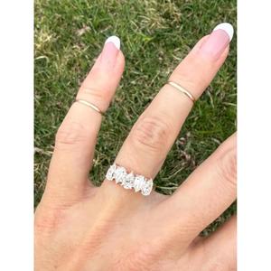 Anillo de Cinco Piedras con Diamantes en Forma de Pera y Piedras Multicolores en Oro Amarillo Sólido, con Clúster de Lágrimas Alternadas y Banda de Eternidad, Elegante Anillo de Novia - Product Image 4