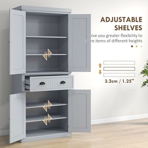 Dispensa da cucina autoportante con 4 ante, 1 cassetto e 72 ripiani regolabili - Grigio - Product Image 5