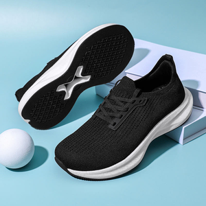 Zapatillas Deportivas de Lujo para Hombre, con Parte Superior de Cuero Genuino, Malla Impermeable y Transpirable, con Cordones, Negras, para Caminar, Correr, Deporte Casual - Product Image 1