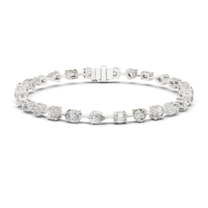 14K White <b>Gold</b> Multi Shape Diamond Bracelet 3.99ct Round Heart Emerald Oval Pear Genuine Diamond Fine Jewelry Wholesale - Product Image 1