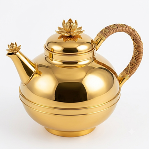 Traditional Look MetalTea Kettle With Lid Metal Handle Round Design For Tea Serving Handmade <b>Teapot</b> On Sale - Product Image 6