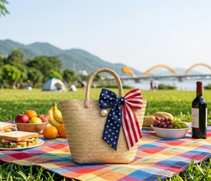 Sac fourre-tout en jonc de mer tressé à la main avec ruban décoratif, sac de plage d'été naturel fait main pour femme, fabriqué au Vietnam - Product Image 6