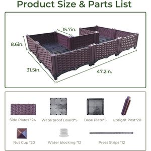 Jardinera Elevada de Plástico, Cajas de Cultivo para Interiores y Exteriores, Juego de Macetas para Vegetales, Frutas, Flores y Hierbas - Product Image 2