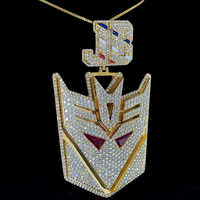 Pendentif Transformers surdimensionné et glacé de style hip-hop avec diamant moissanite, argent 925 plaqué or, bijoux distinctifs