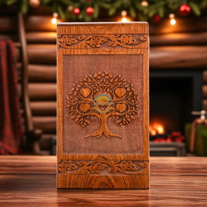 AYAANS Rosewood wooden Hand Carved Wooden Hot Selling cremation Urn <b>Box</b> for Adult Ashes Wholesale Cremation Urns (6X6X11)IN - Product Image 1