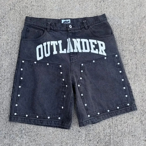 Nouveauté : Short baggy de haute qualité avec broderie et strass, coupe ample, logo et design personnalisés pour homme. - Product Image 3