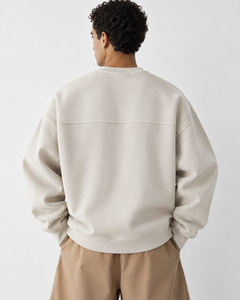 Sudadera de Cuello Redondo Extra Grande para Hombre, Marca Oneten Apparels, Felpa Francesa, Color Beige, Estilo Uniforme Escolar - Product Image 5