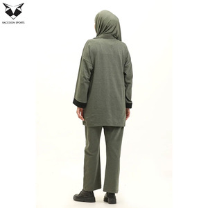 Outdoor <b>Modest</b> Sportsuit Tracksuits Women Big Pocket Patchwork Top and Pants <b>Set</b> Muslim Hiking Activewear - Product Image 5