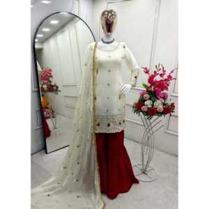 Top de fiesta hermosa para mujer: Conjunto Sharara y Fancy Dupatta - Product Image 2