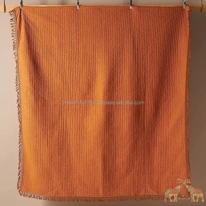 Best Collection Handmade Indian Kantha Quilt Set Solid Luxury Cotton <b>Bedspread</b> for Home Hotels and Weddings - Product Image 4