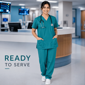 Uniforme Médico para Personal Hospitalario Femenino, Conjunto de Blusa de Manga Corta con Cuello en V y Pantalones con Cintura Elástica, Ropa de Trabajo Transpirable para el Sector Sanitario - Product Image 4