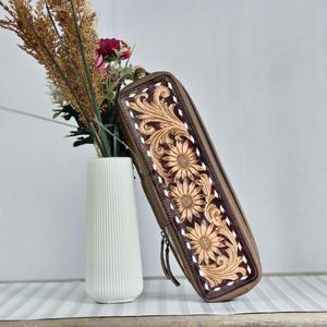 Nouvelle Trousse de Voyage Grande Capacité 2026 en Cuir de Vachette Fait Main à Motifs Floraux pour Fer à Boucler et Lisseur, Résistante à la Chaleur - Product Image 1