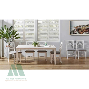 Mesas de Comedor Rectangulares de Madera, Diseño Moderno, Servicios OEM y ODM de Vietnam, Venta al Por Mayor, Muebles para el Hogar de Primera Calidad, Fáciles de Armar, Sólidos - Product Image 1