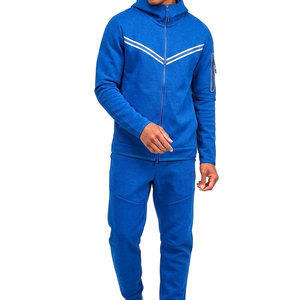 Conjunto Deportivo Azul con Capucha para Hombre, Color Sólido, Felpa Francesa Transpirable, Informal para Otoño, Dos Piezas, Deportivo, para Entrenamiento Físico - Product Image 1