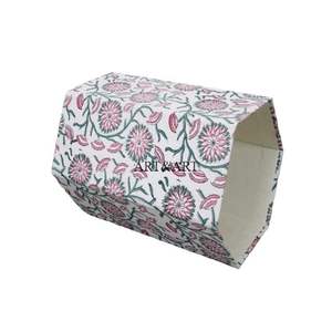 Poubelle hexagonale élégante en papier de coton fait main, ouverte en dessus, pour usage intérieur/extérieur, idéale pour le bureau, vente en gros - Product Image 3