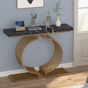 Luxury Marble Top <b>Console</b> <b>Table</b> with Gold Metal Frame Modern Entryway Sofa <b>Table</b> Contemporary Hallway Furniture - Product Image 1